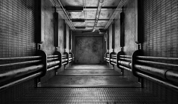 Dark Passageway Sci Interior Scene Rendering Wallpaper Background — Stock Photo, Image
