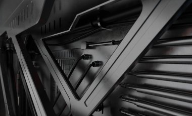 Karanlık sahne 3D 'de soyut metal doku bilim-kurgu duvar kağıtları oluşturur