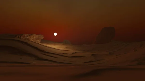 View Sunset Desert Landscape Scene Rendering Wallpaper Backgrounds — Φωτογραφία Αρχείου