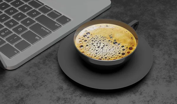 Render Gray Color Cup Coffee Metal Texture Business Concept Wallpaper — Stock Photo, Image