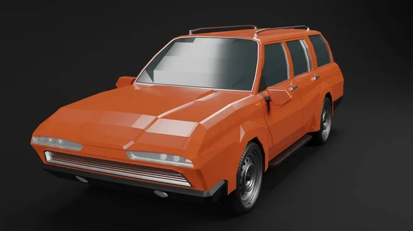 Render Suv Car Vintage Front View Low Poly Model Vehicle — Stockfoto