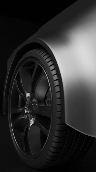 Close up metallic sport wheel SUV car model 3D rendering wallpaper backgrounds