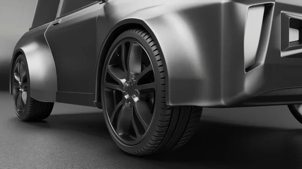 Close Wheel Black Tire Sport Suv Car Model Rendering Vehicle — Φωτογραφία Αρχείου