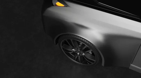 Render Glossy Metallic Sport Suv Car Concept Model Dark Scene — Φωτογραφία Αρχείου