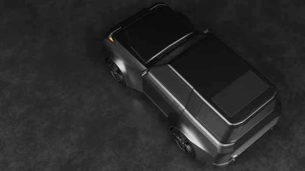 Верхний Вид Металлический Цвет Спортивный Внедорожник Модель Автомобиля Черной Сцене — стоковое фото
