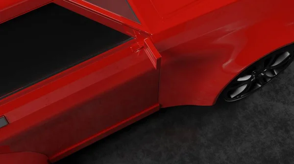 Sport Suv Car Red Color Model Dark Scene Rendering Vehicle — Fotografia de Stock