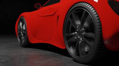 Parlak kırmızı spor araba konseptini kapat model 3D duvar kağıdı oluşturma arkaplanı