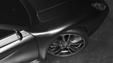 Sport car side view render in dark scene 3D rendering automotive vehicle wallpaper backgrounds