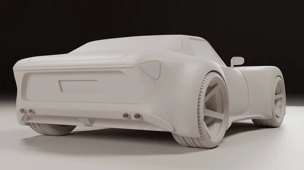 Πίσω Από Σπορ Αυτοκίνητο Έννοια Νέο Σχέδιο Μοντέλο Λευκό Χρώμα — Φωτογραφία Αρχείου