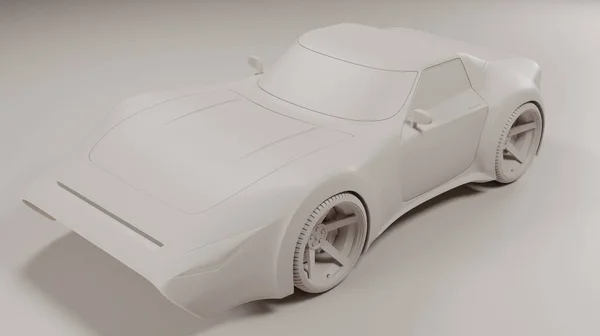 Sport Car Concept New Design Model White Color Detail Scene — Zdjęcie stockowe