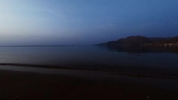 Beautiful Egypt Coast Transparent Waves Blue Sea Colorful Sunset Footage — Stockvideo