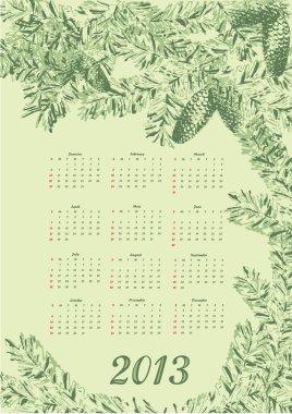 yeşil bir arka plan üzerinde orijinal takvim