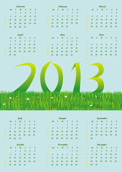 Original calendar on a green background — Stock Vector