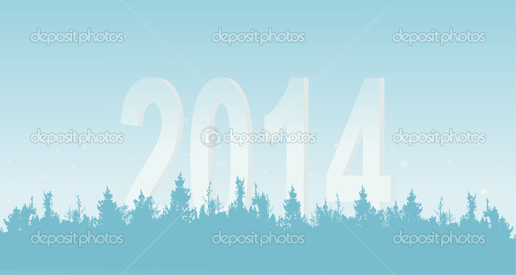 Illustration, the New Year's wood on a light background