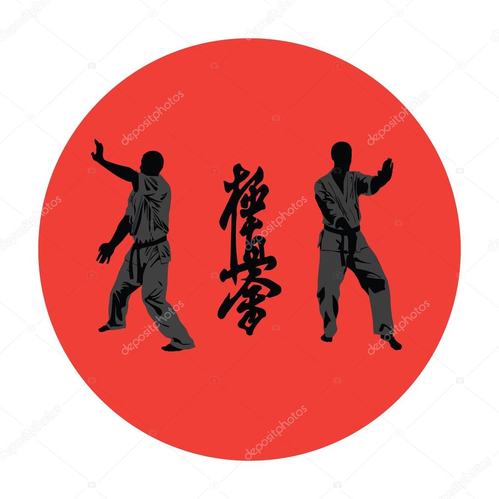 Illustration, men are engaged in karate