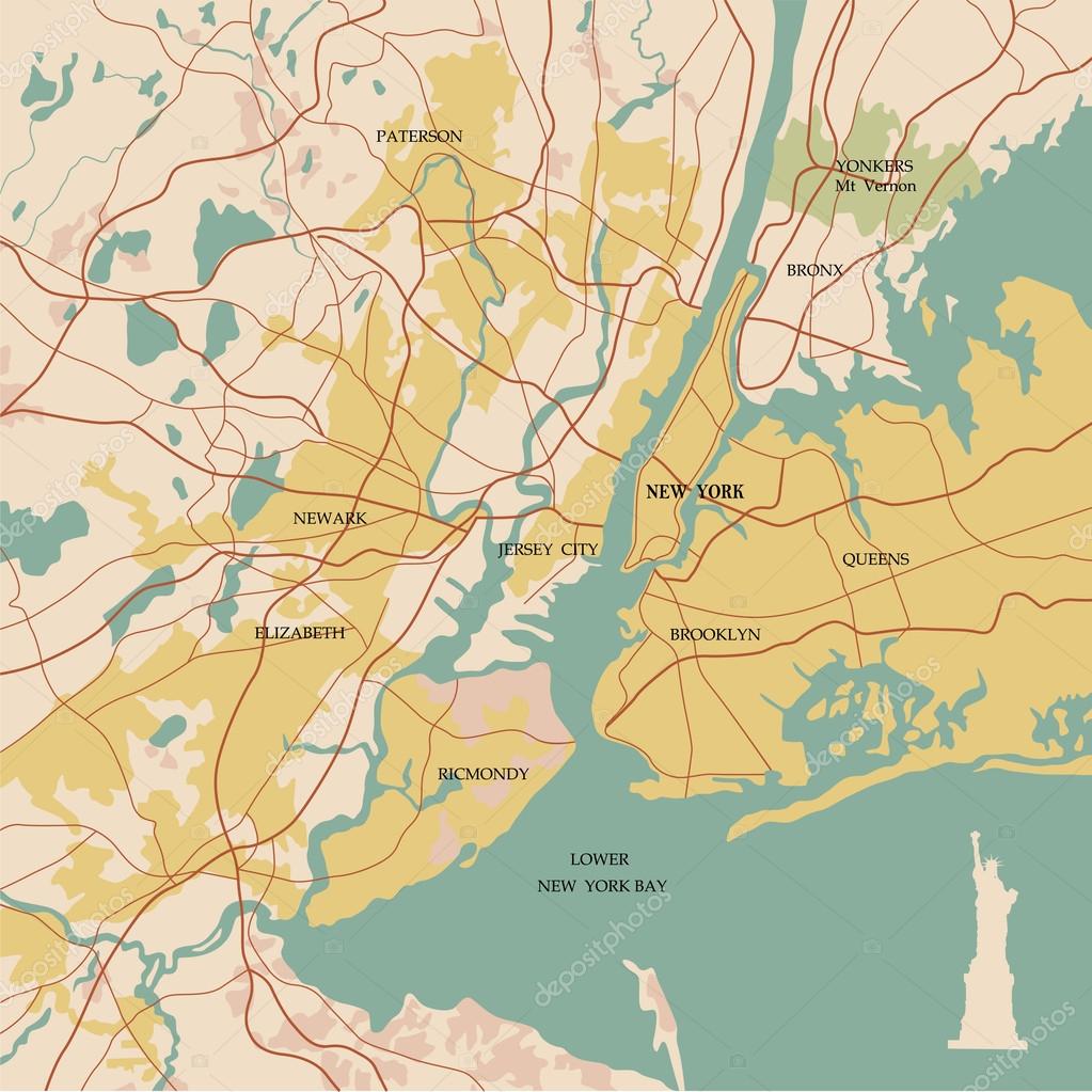socha svobody mapa mapa města new york a Socha svobody — Stock Vektor © zhelunovych  socha svobody mapa