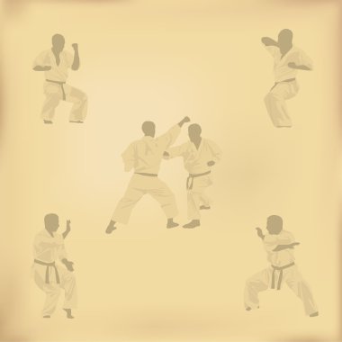 Karate eski kağıt üzerine resim dizisini
