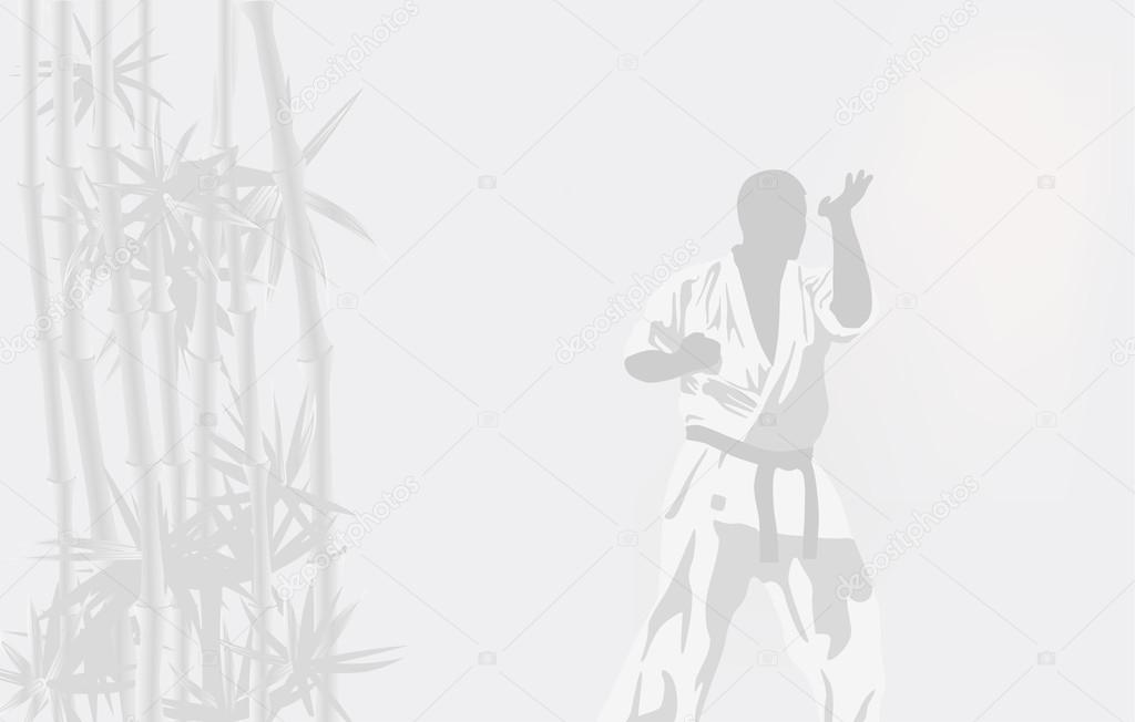 The illustration, the person in a kimono is engaged in karate