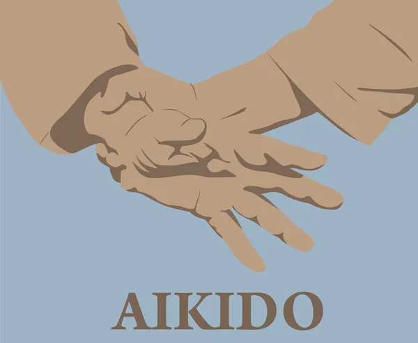 Illustratie, vastleggen van handen in aikido — Stockvector