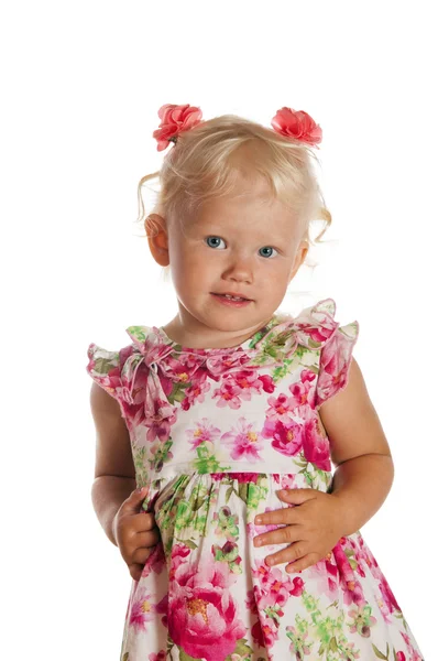 Retrato de la niña, está aislado en blanco — Foto de Stock