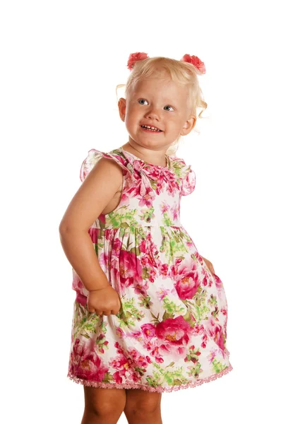 Retrato de la niña, está aislado en blanco — Foto de Stock