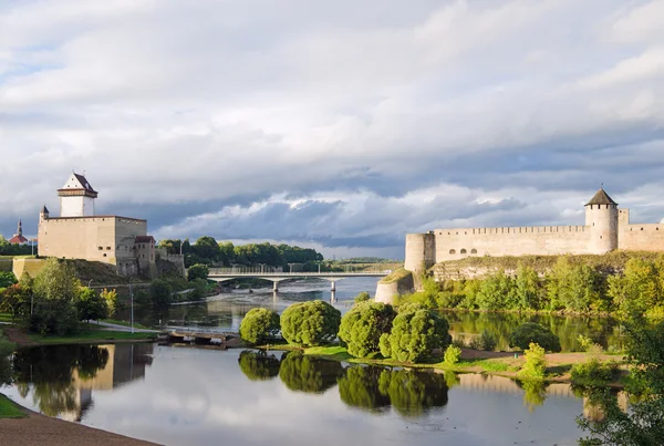 Two towers on the border of Estonia and Russia — Stock Photo, Image