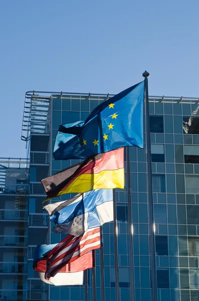 Banderas ondeantes de los países de la Unión Europea — Foto de Stock