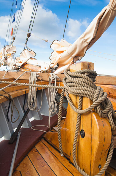 Close-up shot of rope. Taken at a shipyard.