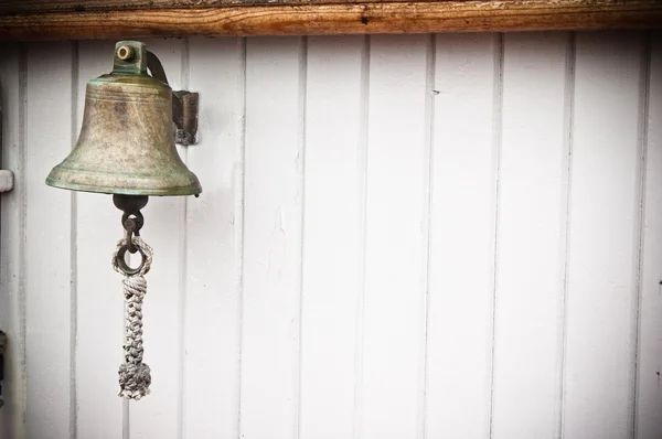 Ship's Bell on an old sailboat — Stock Photo, Image