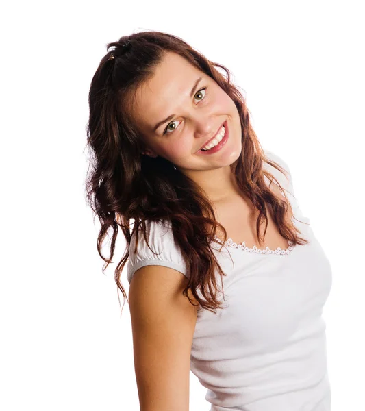 Portrait of a beautiful young woman isolated on white — Stock Photo, Image