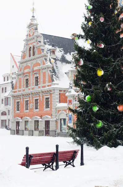 Jul inredning. hus Svarthuvad, riga. — Stockfoto