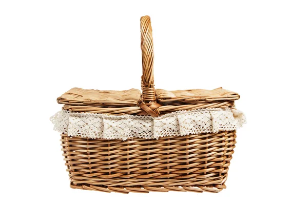 Picnic basket, isolated on white — Stock Photo, Image