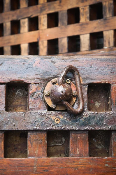Trädelar av antika segling ship deck — Stockfoto