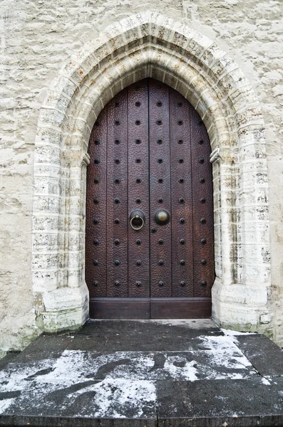 Ancienne porte en bois, gros plan — Photo