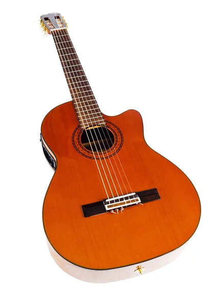 Isolated on white acoustic guitar — Stock Photo, Image