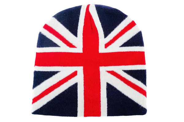 Knitted wool Cap English flag, close-up — Stock Photo, Image