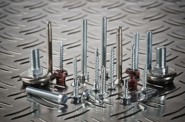 Varied screws and bolts, close up — Stok fotoğraf