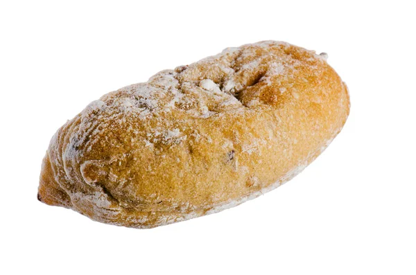 Färskt bröd rulle med apple isolerad på vit — Stockfoto