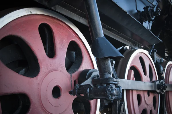Eski bir buharlı lokomotif yakın ayrıntılarını yukarı — Stok fotoğraf