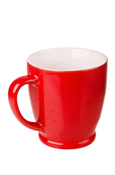 Red ceramic mug, isolated on white — Stock Photo, Image