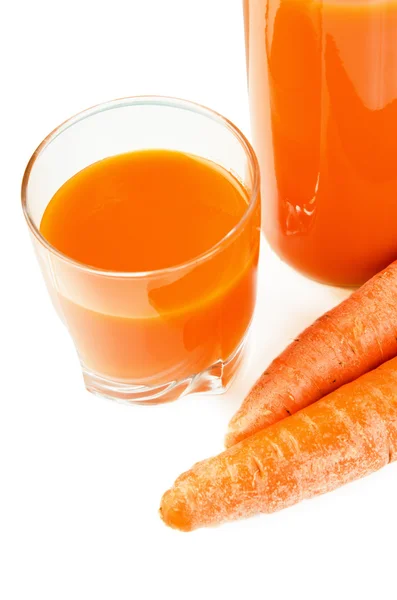 Bottle with carrots juice, it is isolated on white — Stock Photo, Image