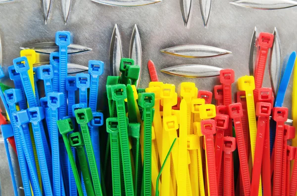 Set colored cable ties, close up — Stock Photo, Image