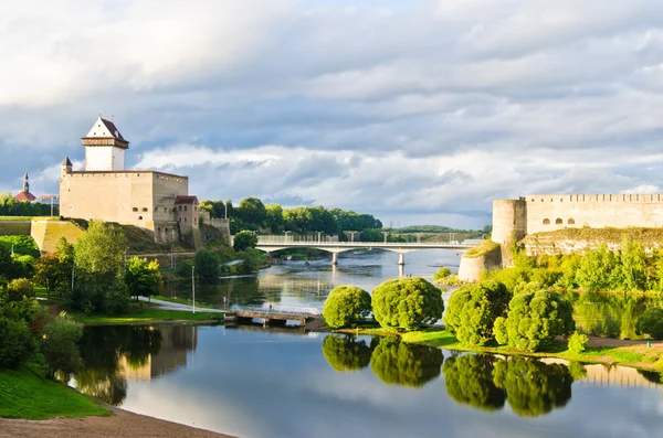 Two towers on the border of Estonia and Russia — Stock Photo, Image