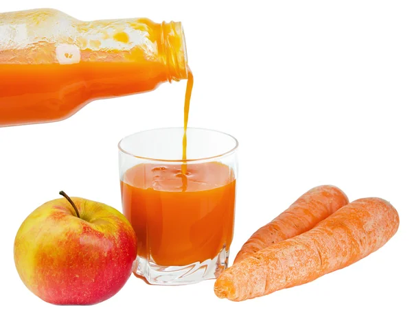 Бутылка с морковным соком и яблоком Лицензионные Стоковые Фото