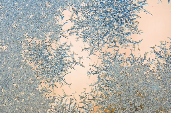 Cristales de hielo en una ventana, primer plano —  Fotos de Stock