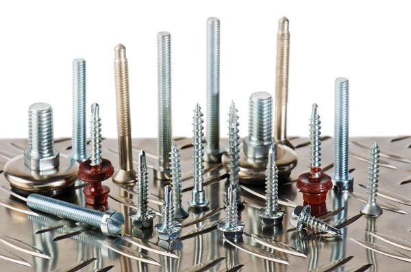 Varied screws and bolts, close up — Stock Photo, Image