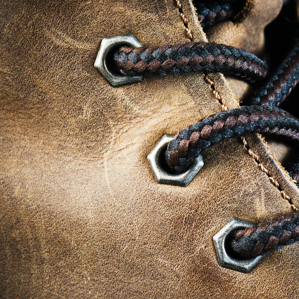 Brown leather shoe, close-up — Stock Photo, Image