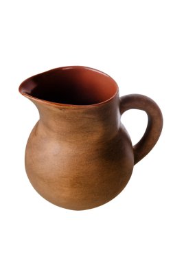 Çamur sürahisi, beyaz üzerine izole edilmiş.
