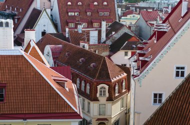 Tallinn, çatıları üzerinden görünüm yakın çekim