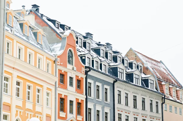 Fachadas de casas em Riga Velha — Fotografia de Stock